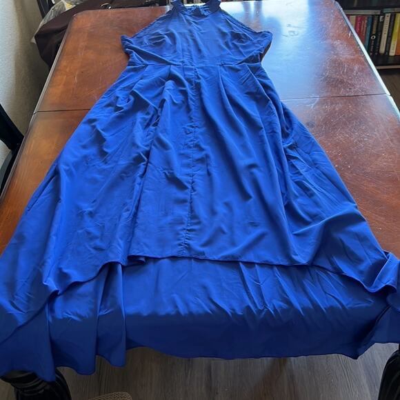 Blue Lightweight High Low Maxi Dress with Bolero Jacket and Tie Belt Size 14 - Picture 13 of 16